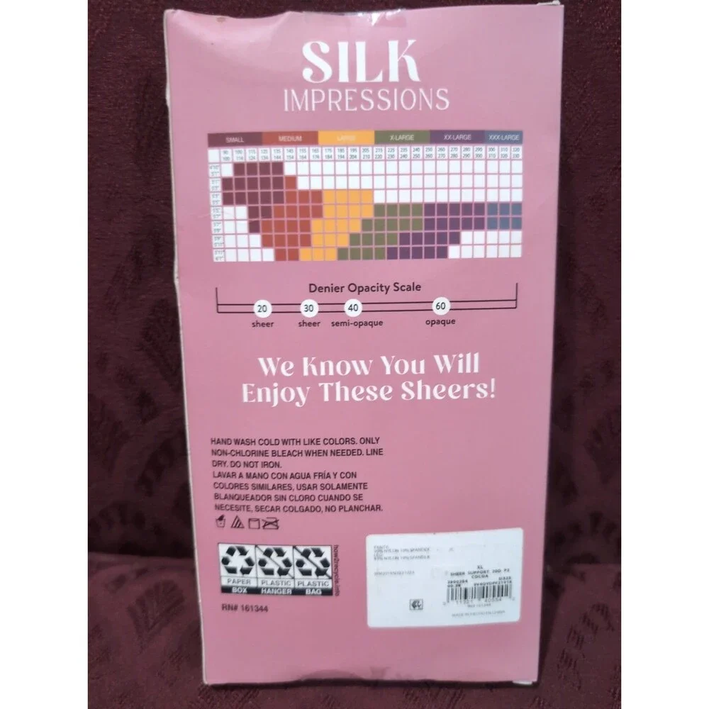 Silk Impressions Pantyhose 2 Pack XL Cocoa 20 Denier Light Support Sheer
